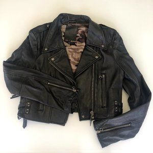 Faith Connexion Cropped Leather Motorcycle Jacket